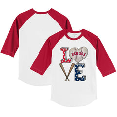 Boston Red Sox Tiny Turnip Youth Baseball Love 3/4-Sleeve Raglan T-Shirt - White/Red