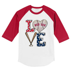 Boston Red Sox Tiny Turnip Youth Baseball Love 3/4-Sleeve Raglan T-Shirt - White/Red