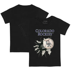 Colorado Rockies Tiny Turnip Youth Baseball Tear T-Shirt - Black