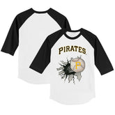 Pittsburgh Pirates Tiny Turnip Youth Baseball Tear 3/4-Sleeve Raglan T-Shirt - White/Black