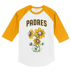 San Diego Padres Tiny Turnip Youth Blooming Baseballs 3/4-Sleeve Raglan T-Shirt - White/Gold
