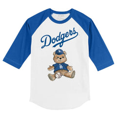 Los Angeles Dodgers Tiny Turnip Youth Teddy Boy 3/4-Sleeve Raglan T-Shirt - White/Royal