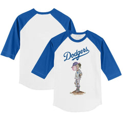 Los Angeles Dodgers Tiny Turnip Youth Bubbles 3/4-Sleeve Raglan T-Shirt - White/Royal