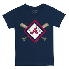 Atlanta Braves Tiny Turnip Youth Diamond Cross Bats T-Shirt - Navy