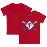 Philadelphia Phillies Tiny Turnip Youth Diamond Cross Bats T-Shirt - Red