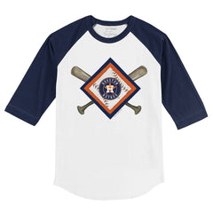 Houston Astros Tiny Turnip Youth Diamond Cross Bats 3/4-Sleeve Raglan T-Shirt - White/Navy