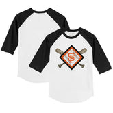 San Francisco Giants Tiny Turnip Youth Diamond Cross Bats 3/4-Sleeve Raglan T-Shirt - White/Black
