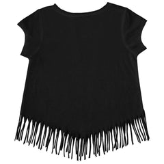 Baltimore Orioles Tiny Turnip Girls Youth Heart Bat Fringe T-Shirt - Black