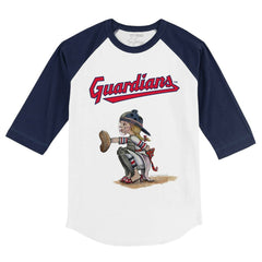 Cleveland Guardians Tiny Turnip Youth Kate 3/4-Sleeve Raglan T-Shirt - White/Navy