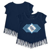 Tampa Bay Rays Tiny Turnip Girls Youth Prism Arrows Fringe T-Shirt - Navy