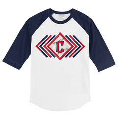 Cleveland Guardians Tiny Turnip Youth Prism Arrows 3/4-Sleeve Raglan T-Shirt - White/Navy