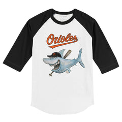 Baltimore Orioles Tiny Turnip Youth Shark 3/4-Sleeve Raglan T-Shirt - White/Black