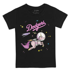 Los Angeles Dodgers Tiny Turnip Youth Space Unicorn T-Shirt - Black