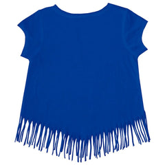 Chicago Cubs Tiny Turnip Girls Youth Stacked Fringe T-Shirt - Royal