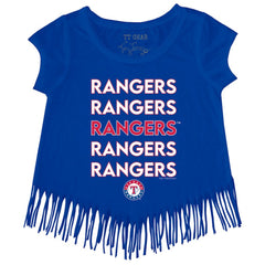 Texas Rangers Tiny Turnip Girls Youth Stacked Fringe T-Shirt - Royal