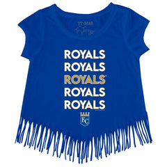Kansas City Royals Tiny Turnip Girls Youth Stacked Fringe T-Shirt - Royal
