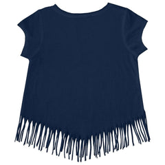 Detroit Tigers Tiny Turnip Girls Youth Stacked Fringe T-Shirt - Navy