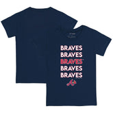 Atlanta Braves Tiny Turnip Youth Stacked T-Shirt - Navy