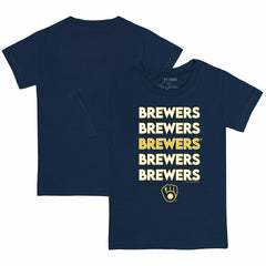 Milwaukee Brewers Tiny Turnip Youth Stacked T-Shirt - Navy