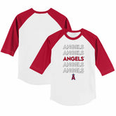 Los Angeles Angels Tiny Turnip Youth Stacked 3/4-Sleeve Raglan T-Shirt - White/Red