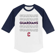 Cleveland Guardians Tiny Turnip Youth Stacked 3/4-Sleeve Raglan T-Shirt - White/Navy