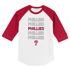 Philadelphia Phillies Tiny Turnip Youth Stacked 3/4-Sleeve Raglan T-Shirt - White/Red