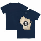 Milwaukee Brewers Tiny Turnip Youth State Outline T-Shirt - Navy