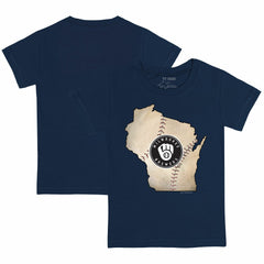 Milwaukee Brewers Tiny Turnip Youth State Outline T-Shirt - Navy