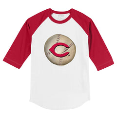Cincinnati Reds Tiny Turnip Youth Stitched Baseball 3/4-Sleeve Raglan T-Shirt - White/Red