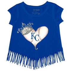 Kansas City Royals Tiny Turnip Girls Youth Tiara Heart Fringe T-Shirt - Royal
