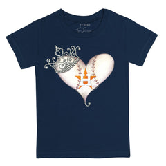 Houston Astros Tiny Turnip Youth Tiara Heart T-Shirt - Navy