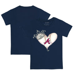 Atlanta Braves Tiny Turnip Youth Tiara Heart T-Shirt - Navy