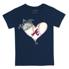Atlanta Braves Tiny Turnip Youth Tiara Heart T-Shirt - Navy