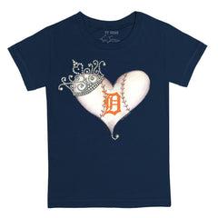 Detroit Tigers Tiny Turnip Youth Tiara Heart T-Shirt - Navy