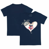 Minnesota Twins Tiny Turnip Youth Tiara Heart T-Shirt - Navy