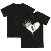 Chicago White Sox Tiny Turnip Youth Tiara Heart T-Shirt - Black