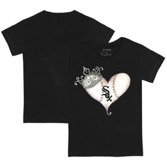 Chicago White Sox Tiny Turnip Youth Tiara Heart T-Shirt - Black