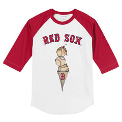 Boston Red Sox Tiny Turnip Youth Triple Scoop 3/4-Sleeve Raglan T-Shirt - White/Red