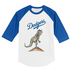 Los Angeles Dodgers Tiny Turnip Youth TT Rex 3/4-Sleeve Raglan T-Shirt - White/Royal