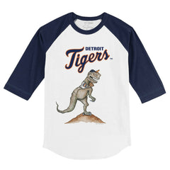 Detroit Tigers Tiny Turnip Youth TT Rex 3/4-Sleeve Raglan T-Shirt - White/Navy
