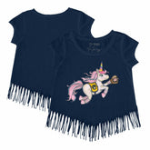Milwaukee Brewers Tiny Turnip Girls Youth Unicorn Fringe T-Shirt - Navy