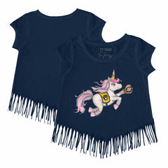 Milwaukee Brewers Tiny Turnip Girls Youth Unicorn Fringe T-Shirt - Navy