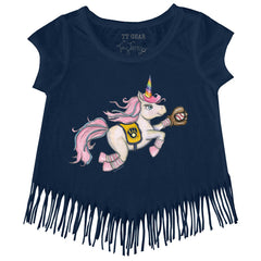 Milwaukee Brewers Tiny Turnip Girls Youth Unicorn Fringe T-Shirt - Navy