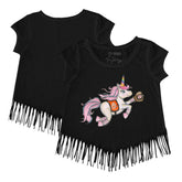 Baltimore Orioles Tiny Turnip Girls Youth Unicorn Fringe T-Shirt - Black