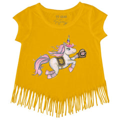 San Diego Padres Tiny Turnip Girls Youth Unicorn Fringe T-Shirt - Gold