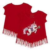 Boston Red Sox Tiny Turnip Girls Youth Unicorn Fringe T-Shirt - Red
