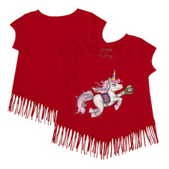 Boston Red Sox Tiny Turnip Girls Youth Unicorn Fringe T-Shirt - Red