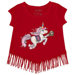 Boston Red Sox Tiny Turnip Girls Youth Unicorn Fringe T-Shirt - Red