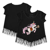 San Francisco Giants Tiny Turnip Girls Youth Unicorn Fringe T-Shirt - Black