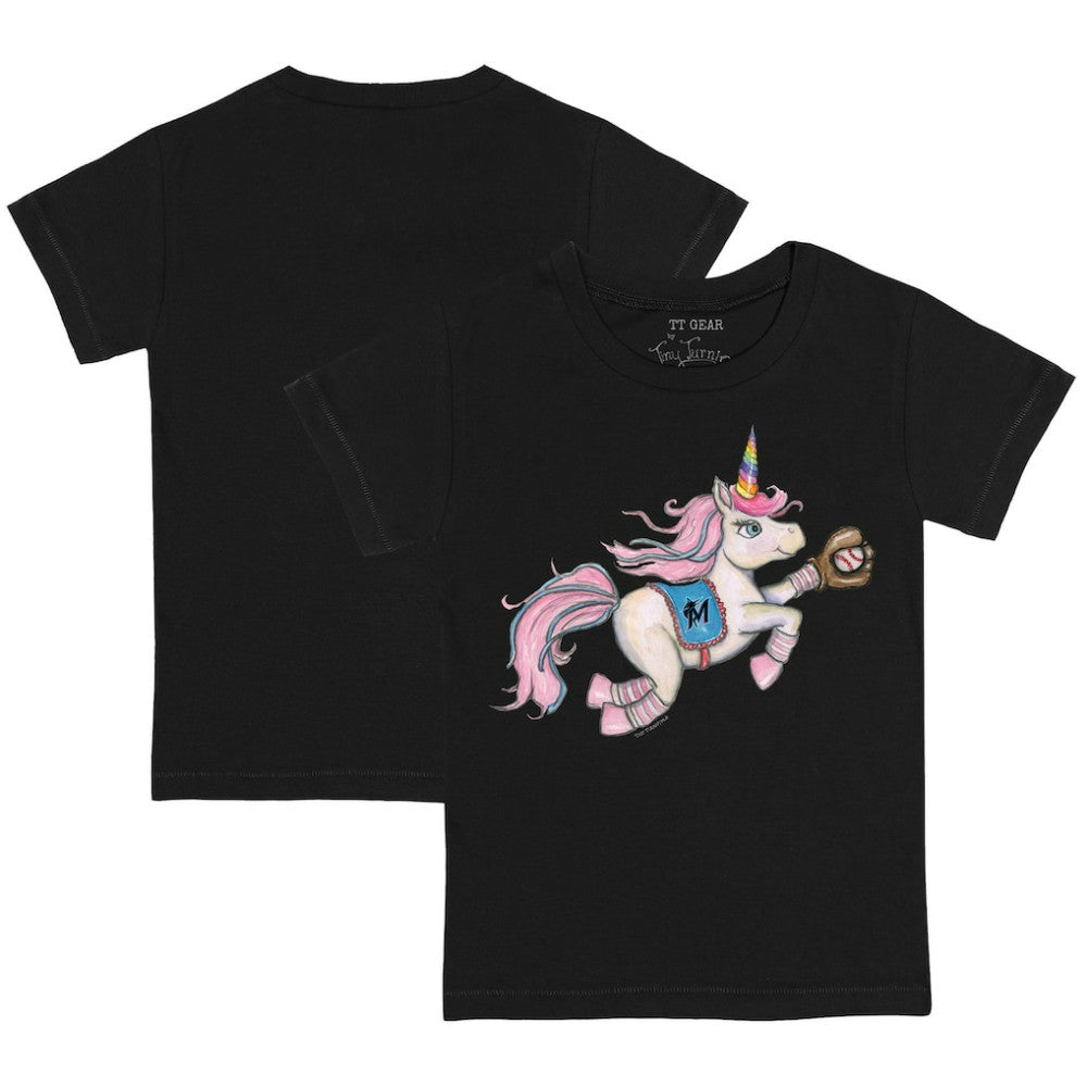Miami Marlins Tiny Turnip Youth Unicorn T-Shirt - Black